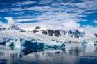 Antarctica. Landscape with mountain, icebergs and glacier. Art Print